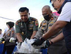 Danrem 031/WB Bersama Wakapolda Riau Musnahkan Barang Bukti Narkoba Jaringan Internasional