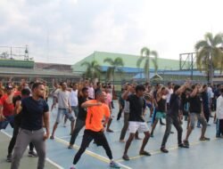 Senam Pagi Warga Binaan Lapas Pekanbaru : Wujudkan Tubuh Sehat, Jiwa Kuat