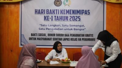 Lapas Kelas IIA Pekanbaru Gelar Pemeriksaan Kesehatan dan Pengobatan Gratis dalam Rangka Hari Bakti Kemenimipas ke-1